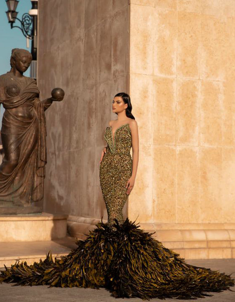 One shoulder bead dress