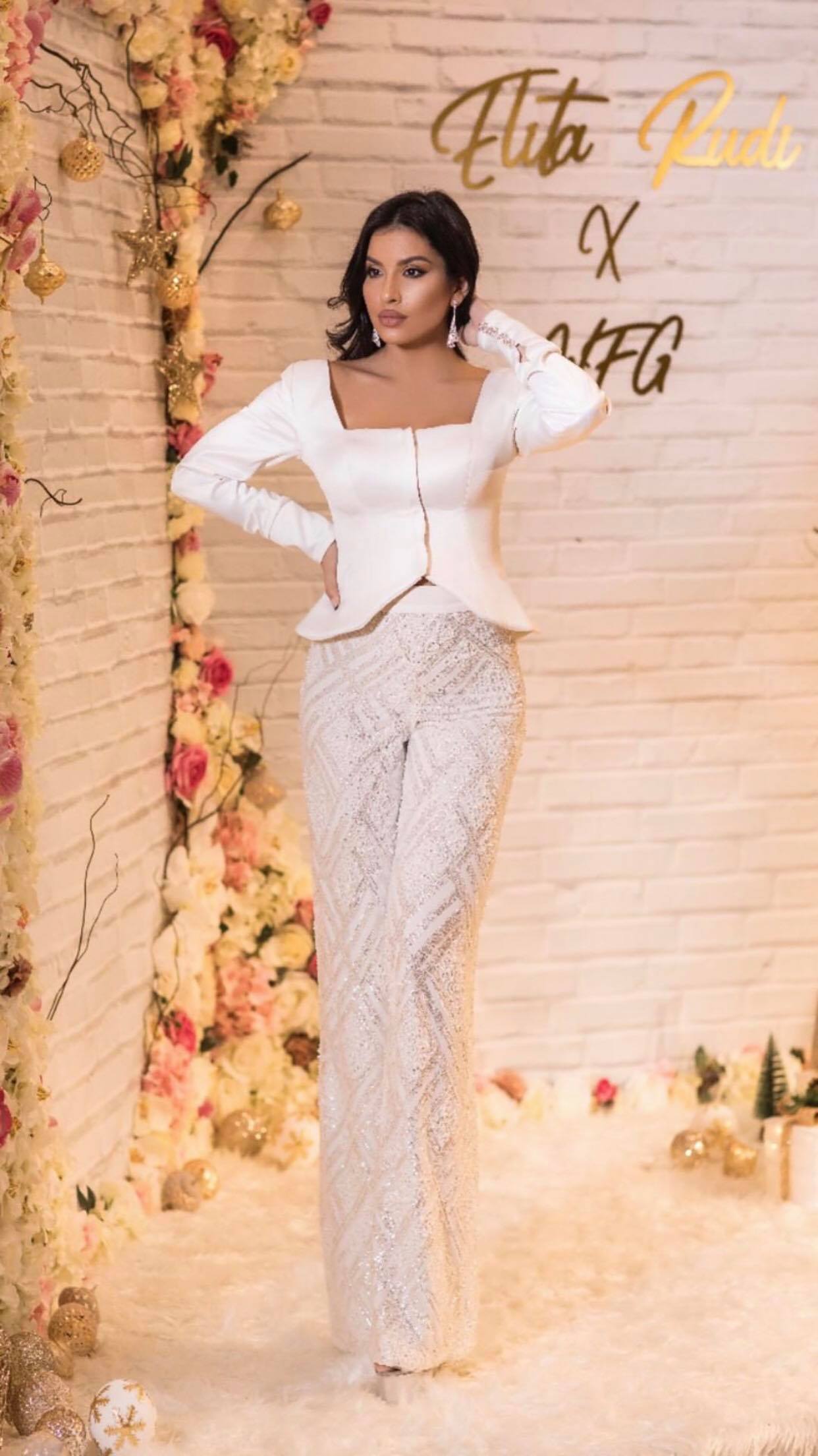 White Jumpsuit with Lace Pants