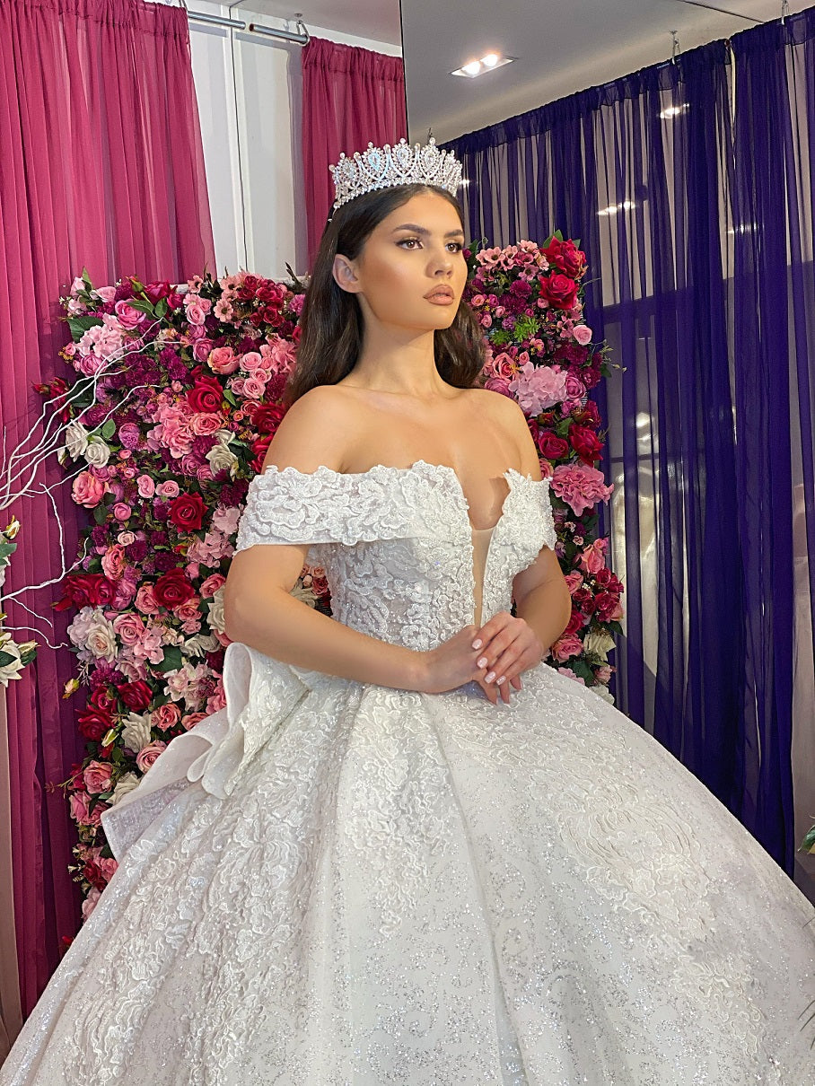 Off Shoulder Sleeves Bridal Gown