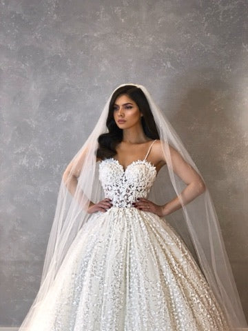 Lace Bridal Dress with Headpiece Veil