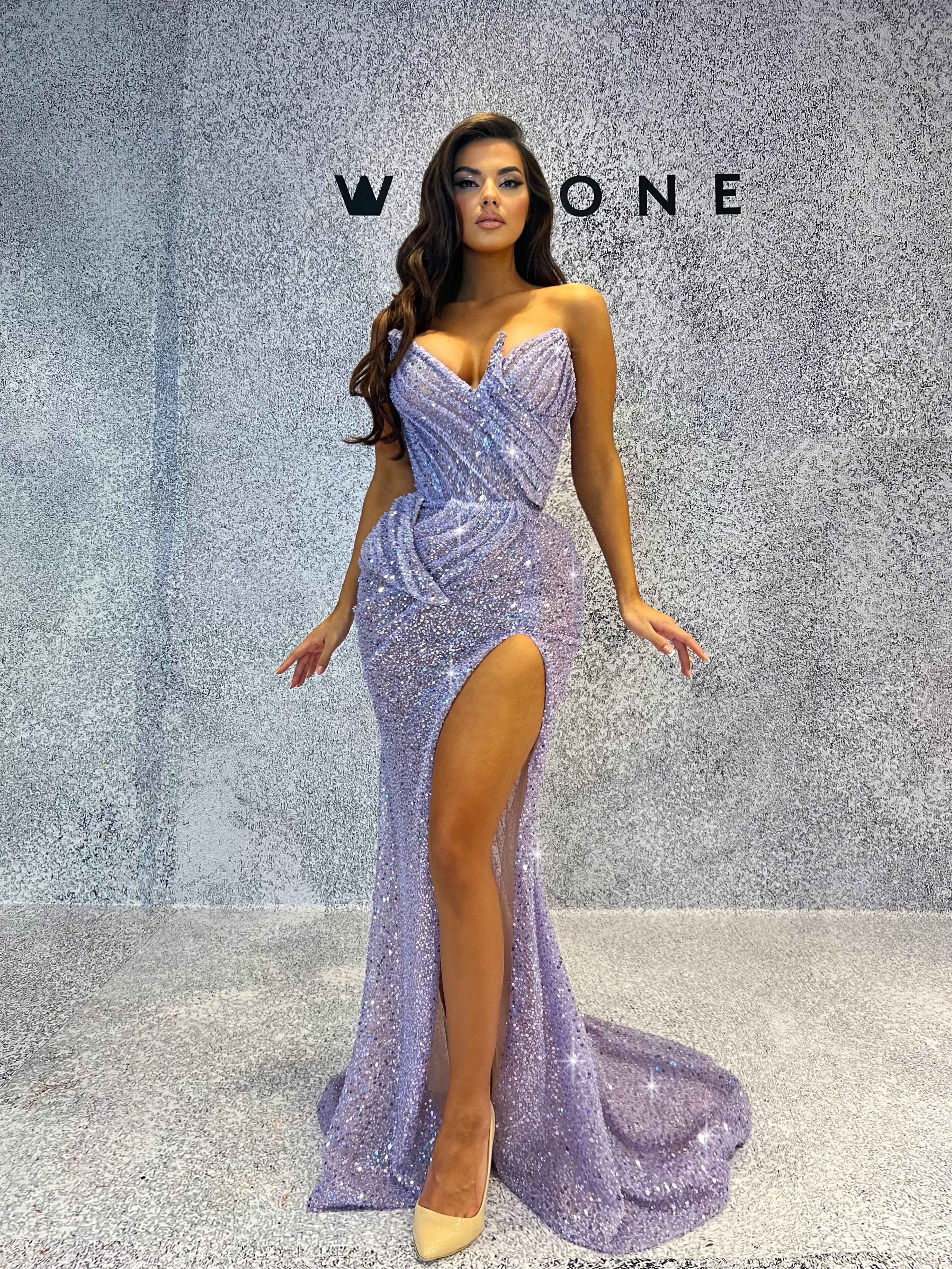 Lavender Beaded Dress with Draped Corset