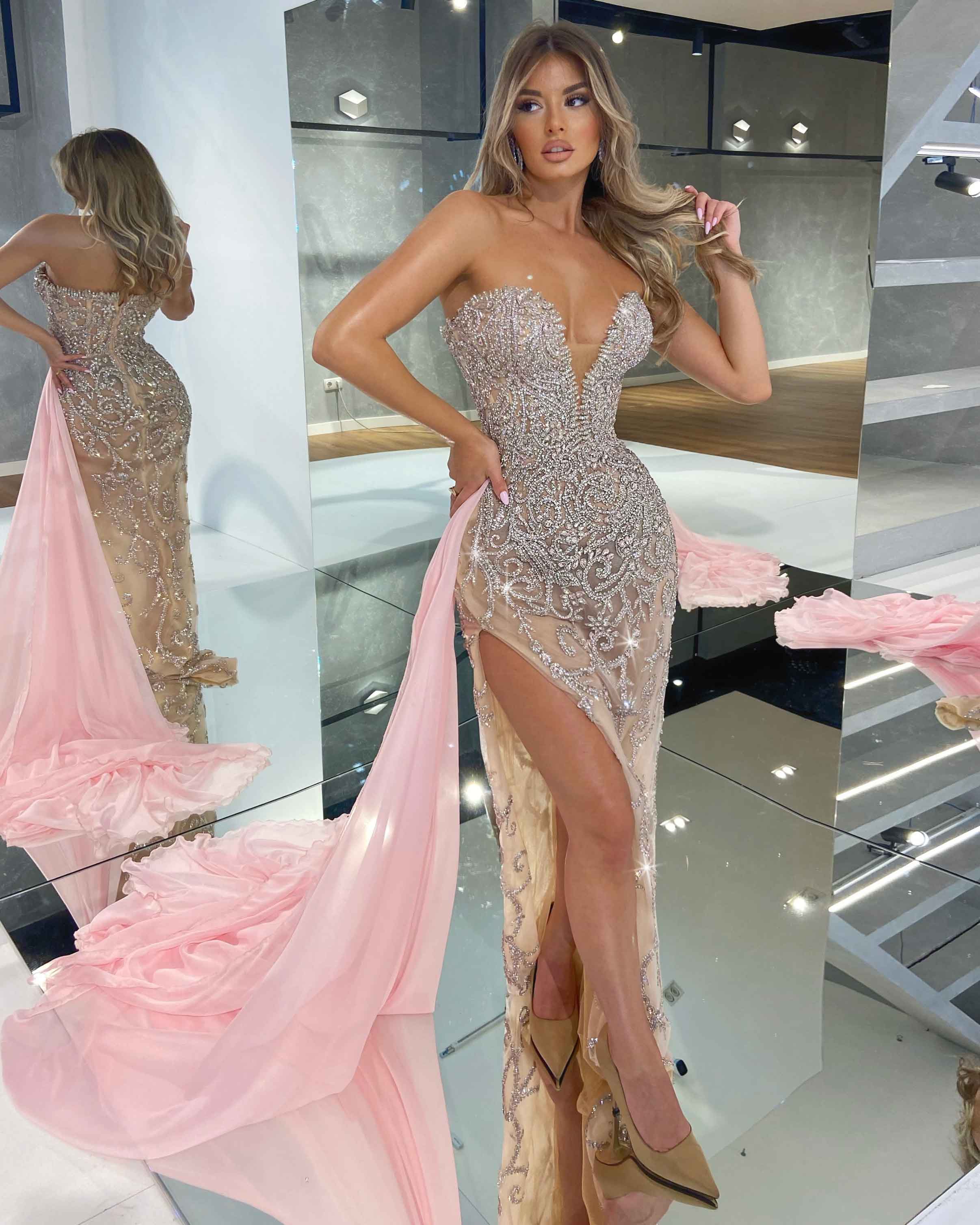 Long Embellished Evening Gown