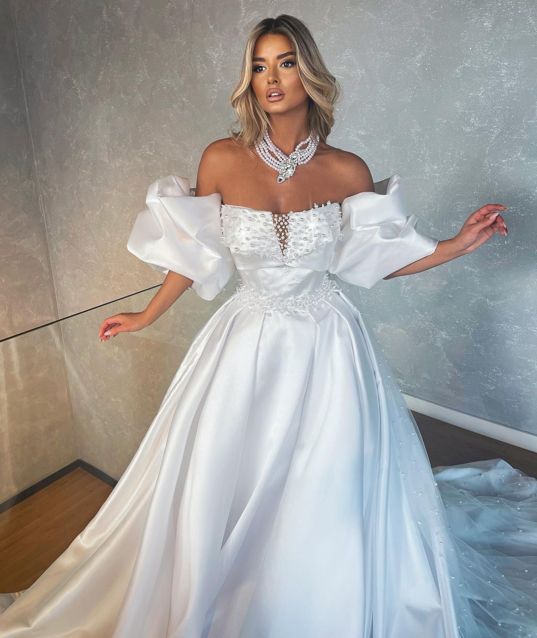 Off Shoulder Bridal Ball Gown