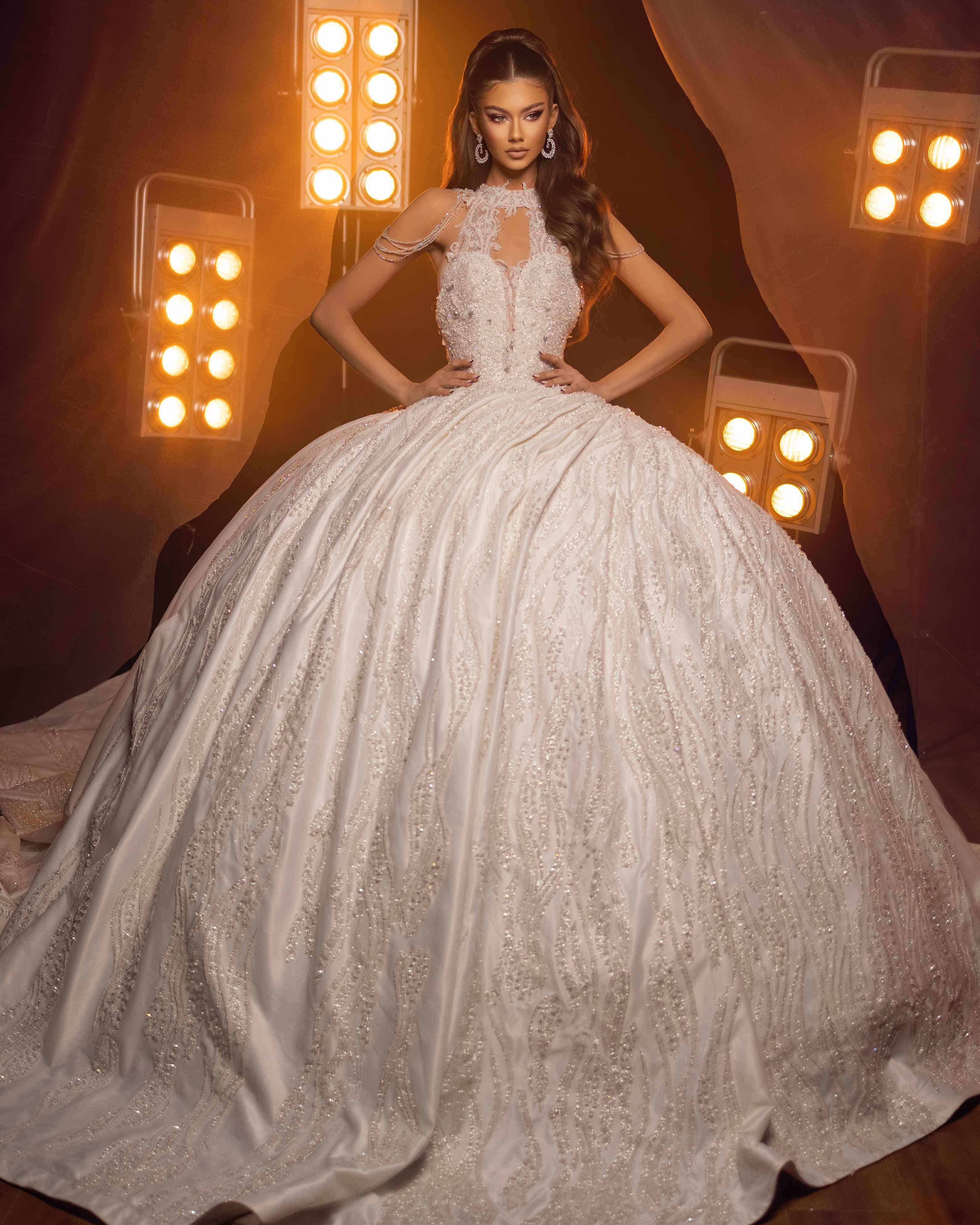 Strapless High Neck Ball Gown