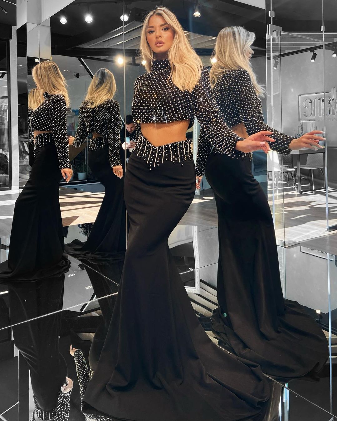 Two-Piece Embellished Black Set