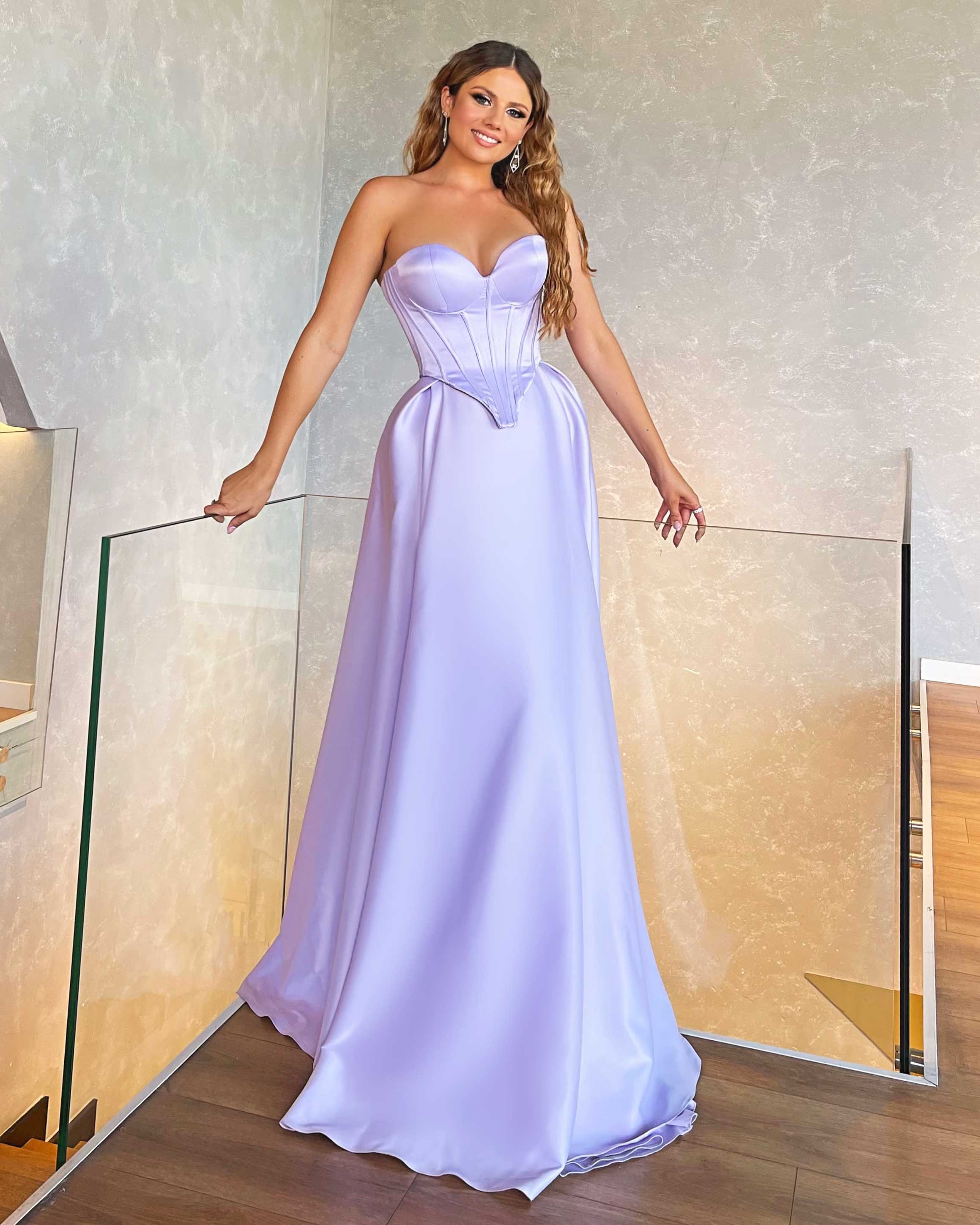 Strapless Maxi Satin Dress